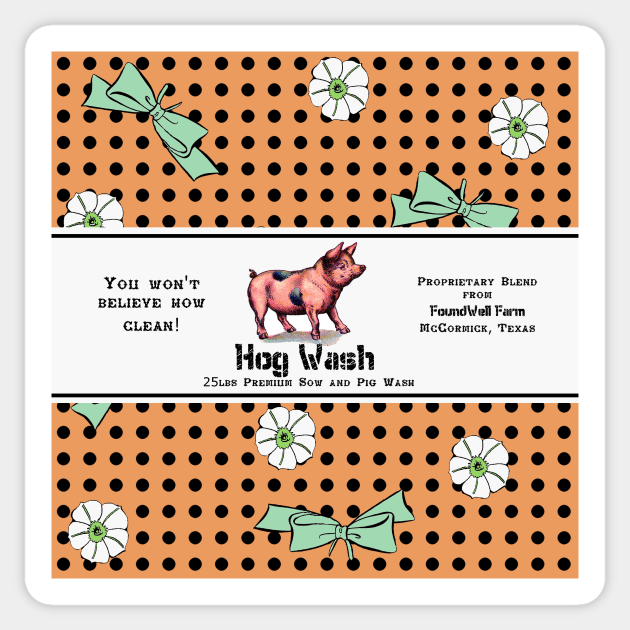 Some Pig Feedsack Panel - Orange and Mint Sticker by LochNestFarm